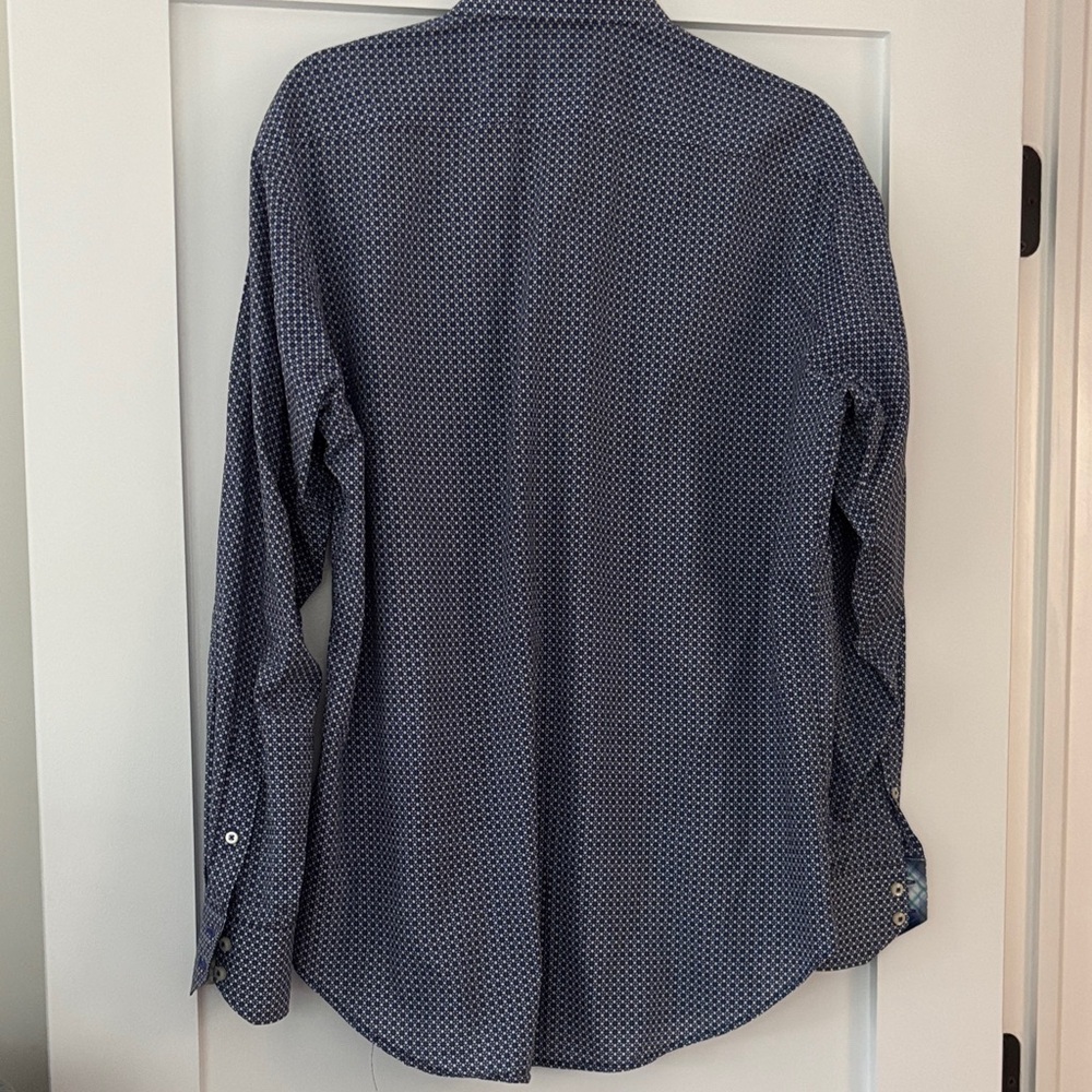 Thomas Dean Navy Geometric Button Down Shirt - Picture 4 of 4
